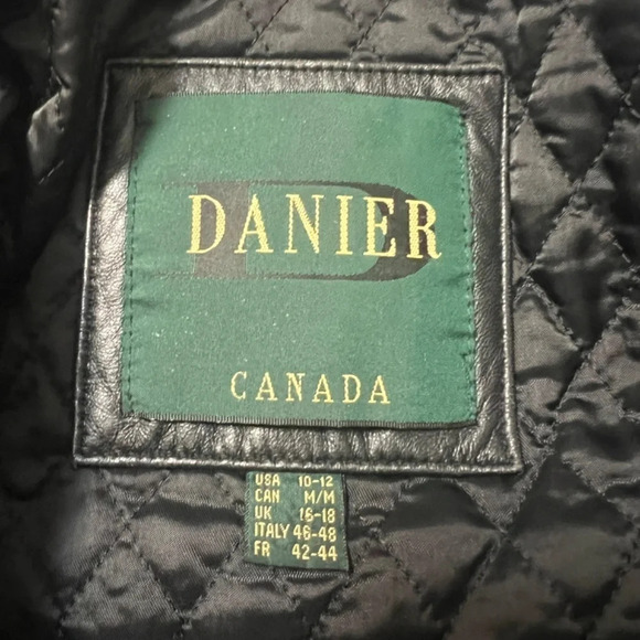 Vintage DANIER Canada Black Leather Jacket Removable Insulated Liner L 10 - 12 - Picture 8 of 10